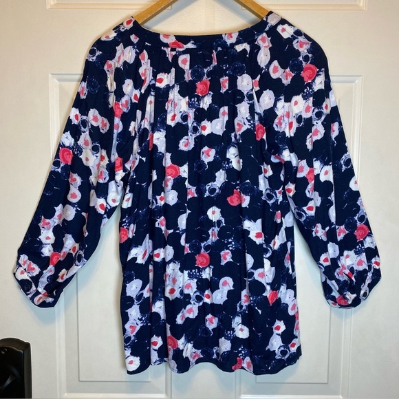 Westbound Abstract Floral Navy/Pink/White Blouse Sz S Button 3/4 Sleeves NWT - Picture 2 of 11